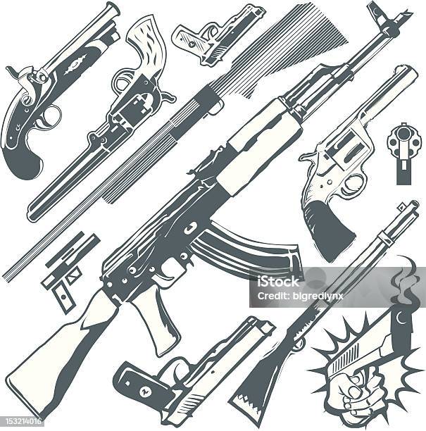 Elementos De Design Dearmas - Arte vetorial de stock e mais imagens de AK-47 - AK-47, Arma de Fogo, Variação