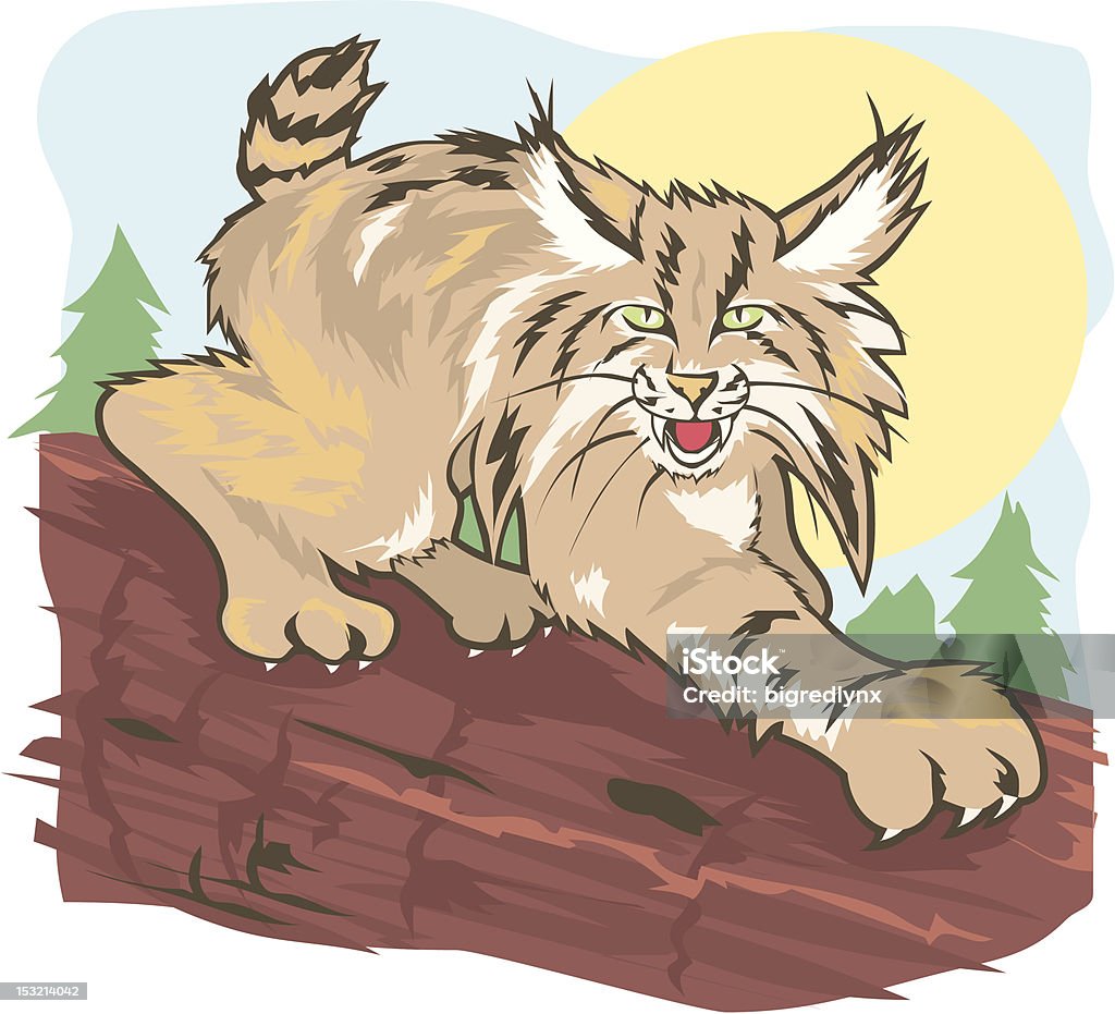 Stalking Lynx Cat and background are separately grouped if you want to use one without the other. Bobcat stock vector