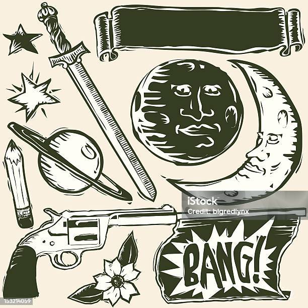 More Miscellaneous Woodcuts Stock Illustration - Download Image Now - Ancient, Antique, Blade