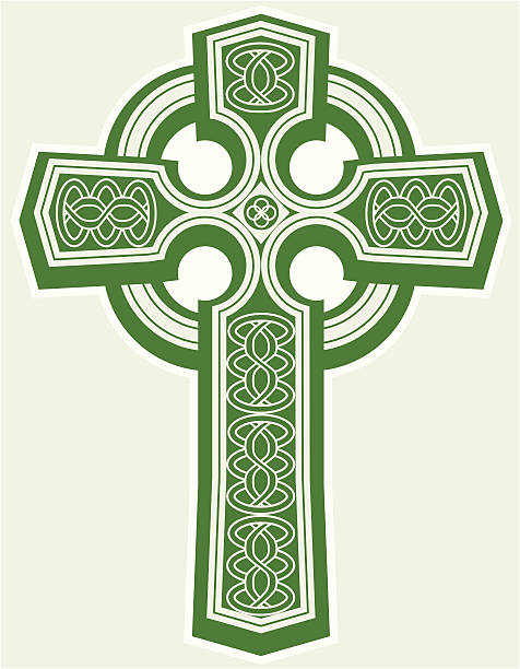 셀틱 교차 - tied knot celtic culture cross shape cross stock illustrations