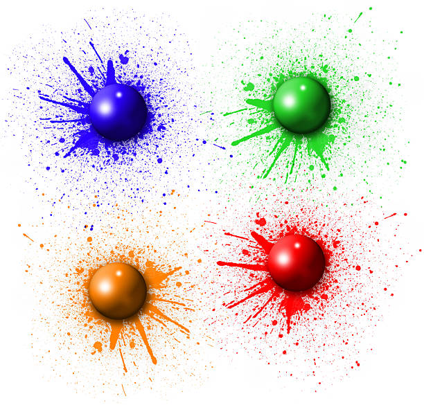 Paintball Splats Green, Red, Blue and Orange Paintball Splats paintball photography stock pictures, royalty-free photos & images