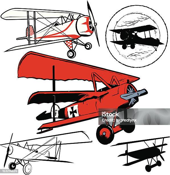 Biplanes - Arte vetorial de stock e mais imagens de Primeira Guerra Mundial - Primeira Guerra Mundial, Avião, Veículo Aéreo