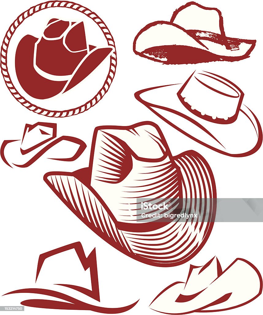 Elementos de diseño de sombrero de vaquero - arte vectorial de Sombrero de vaquero libre de derechos