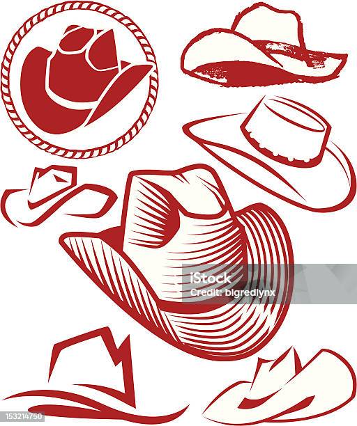 Elementi Di Designcappelli Da Cowboy - Immagini vettoriali stock e altre immagini di Cappello da cowboy - Cappello da cowboy, Corda, Selvaggio west