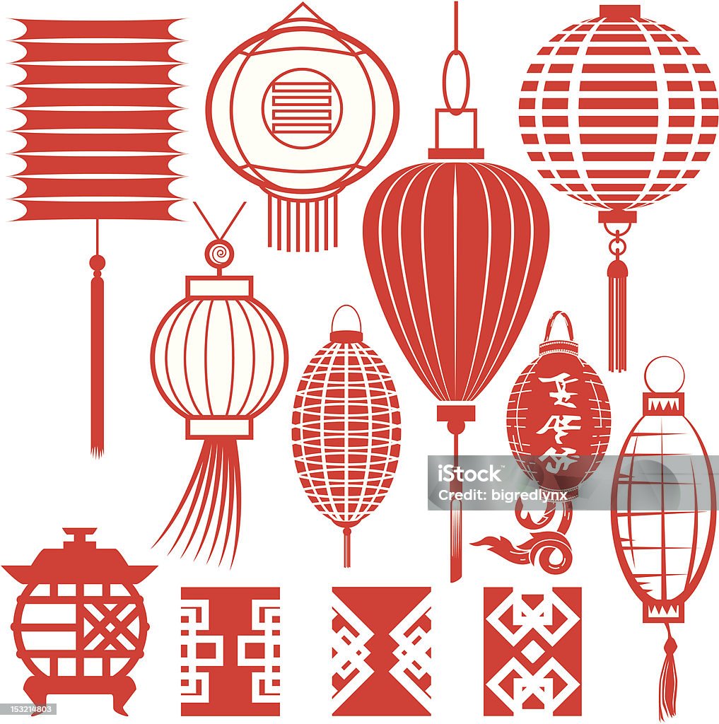 Design Elements - Chinese Lanterns Chinese lantern clip art collection Asian Culture stock vector