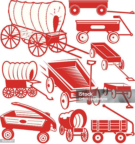 Design Elements Wagons Stock Illustration - Download Image Now - Covered Wagon, Red, Horse Cart