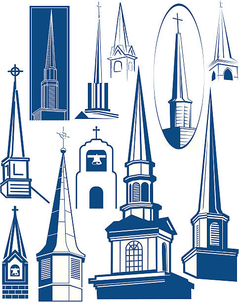 ilustraciones, imágenes clip art, dibujos animados e iconos de stock de elementos de diseño-steeples - aguja chapitel