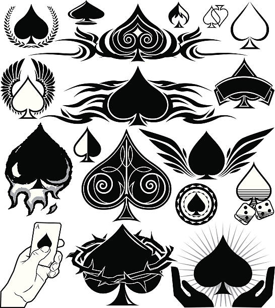 ilustrações, clipart, desenhos animados e ícones de elementos de design de espadas - ace of spades