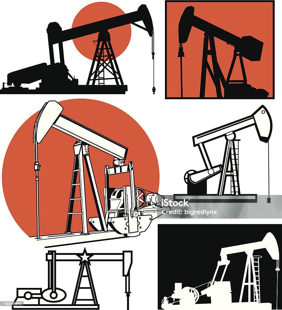 Pumpjacks - arte vectorial de Pozo de petróleo libre de derechos