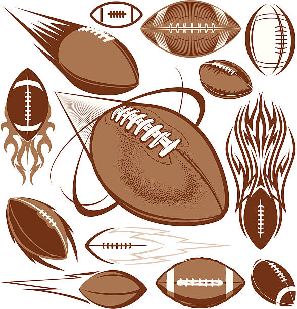 Design Elements - Footballs American-style football clip art flame clipart stock illustrations