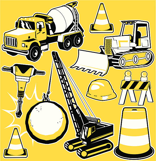 строительство & уничтожения - bulldozer dozer construction equipment construction machinery stock illustrations