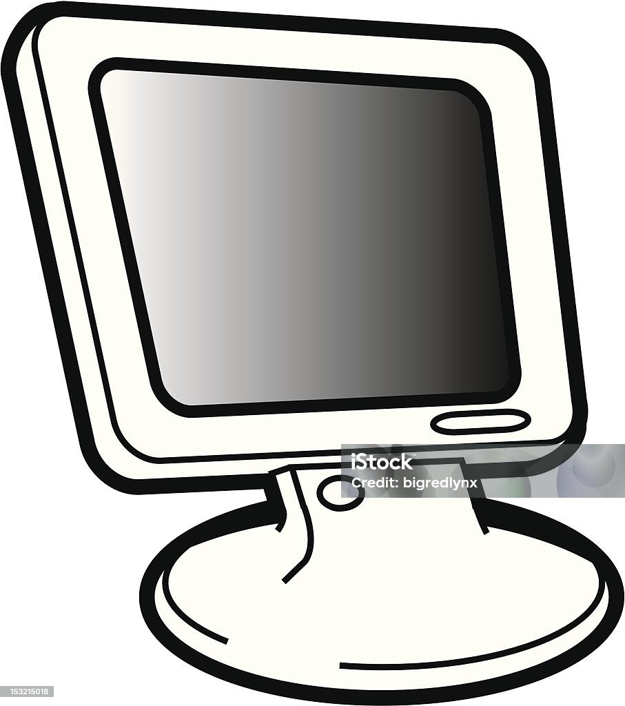 Monitor de pantalla plana - arte vectorial de Blanco y negro libre de derechos
