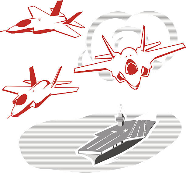 f - 35 silhouetten-set - flugzeugträger stock-grafiken, -clipart, -cartoons und -symbole