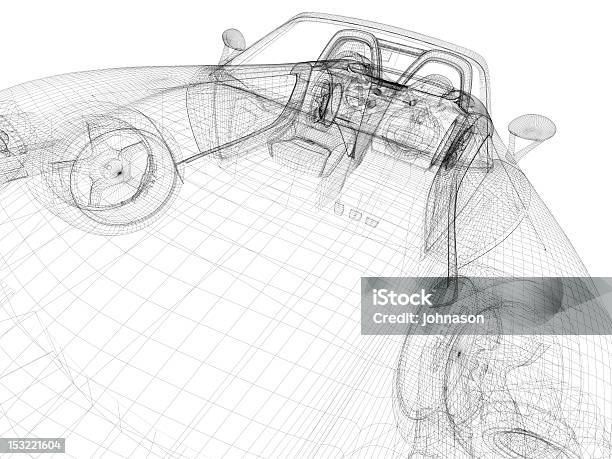 Car Wireframe Stock Photo - Download Image Now - Car, Blueprint, Digitally Generated Image