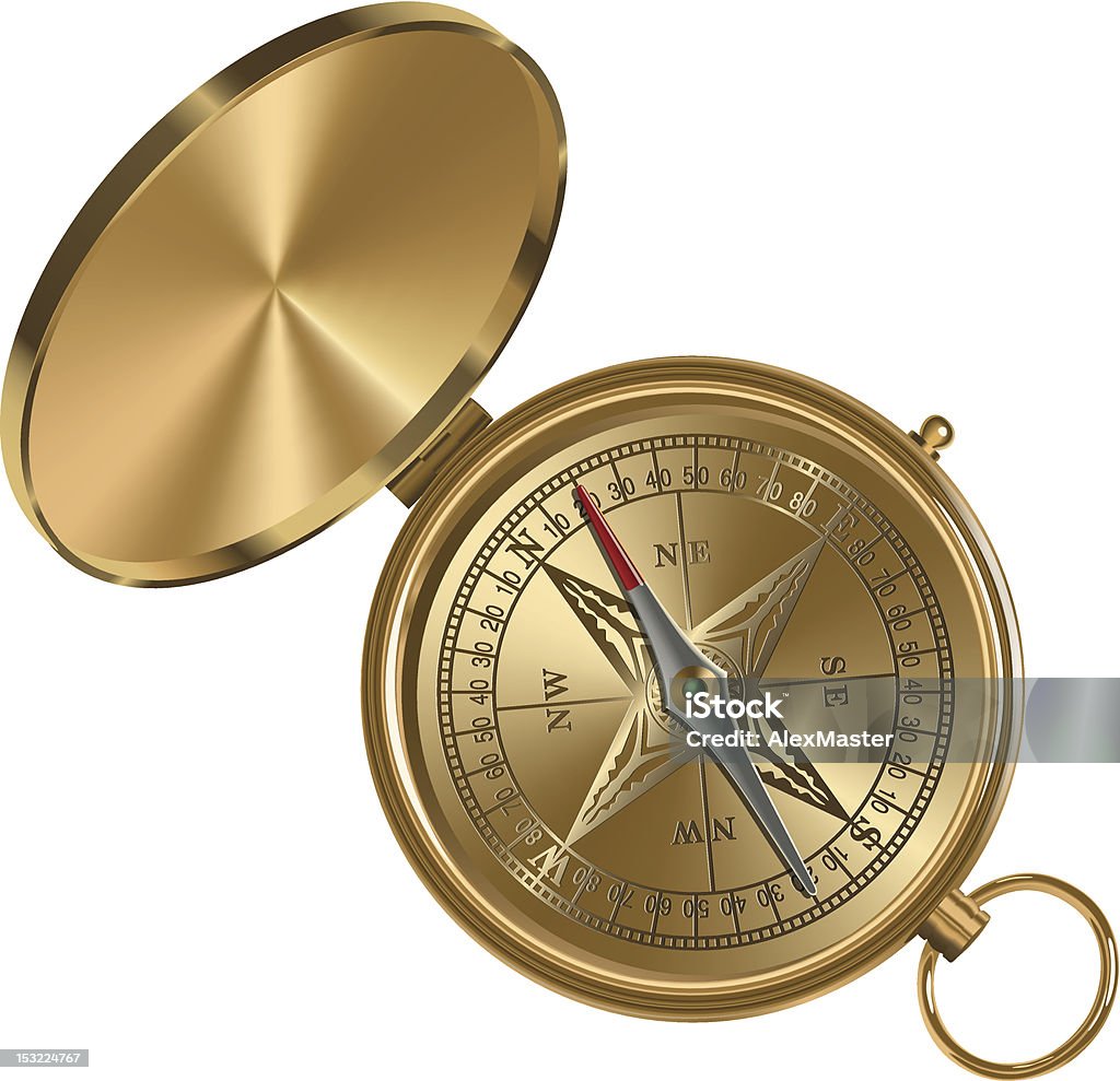 Mosiądz Kompas - Grafika wektorowa royalty-free (Badanie)