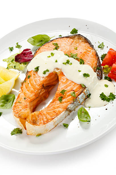 istock Grilled salmon and vegetables 153224994