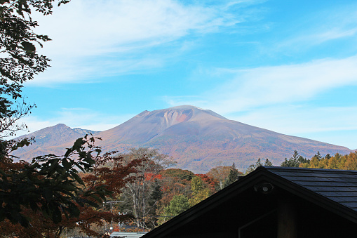 View of Mt. Asama from Nakakaruizawa in autumn