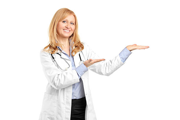 istock Smiling mature healthcare practitoner gesturing 153227423