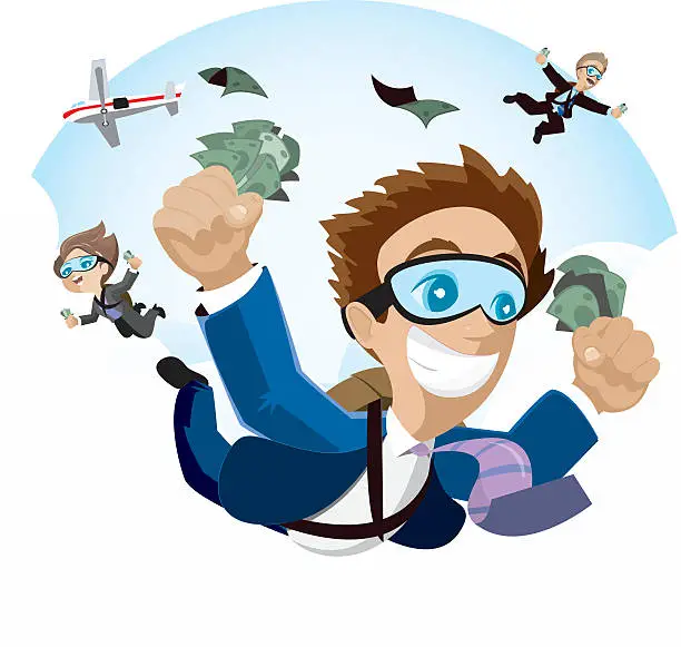 Vector illustration of Business Skydiver