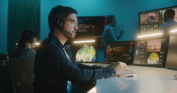 istock Portrait of flight control employee in mission control center 1532286578
