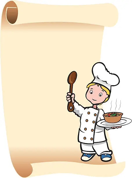 Vector illustration of chef boy cuoco bambino