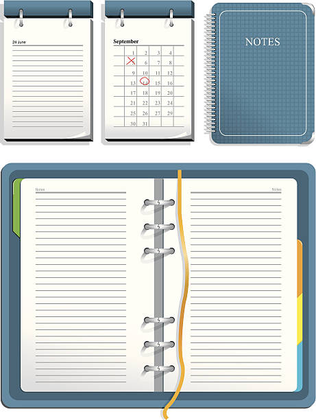 ilustrações de stock, clip art, desenhos animados e ícones de calendário e bloco - today stationary personal organizer book