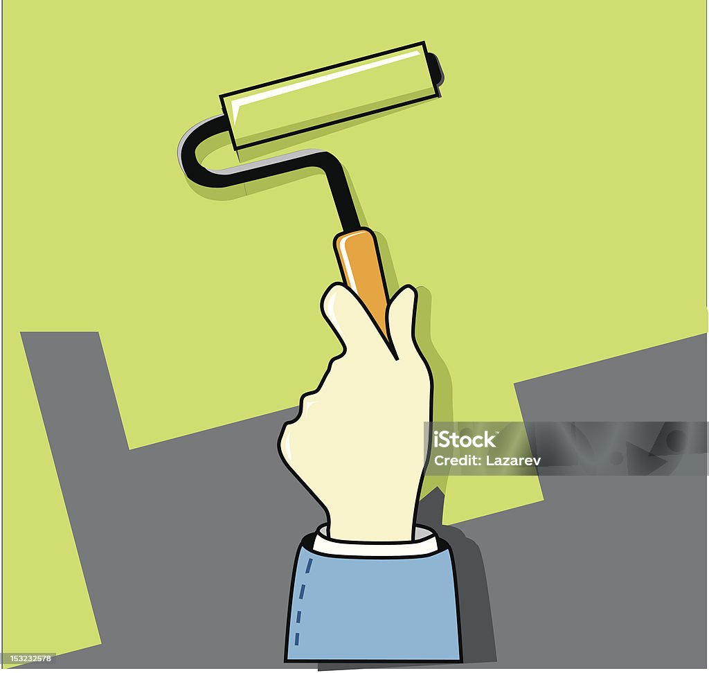 Hand with roller brush Brushing stock vector