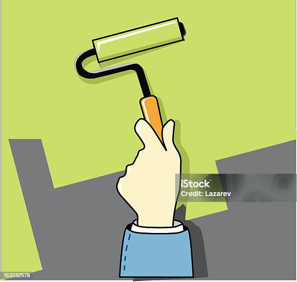 Hand With Roller Brush Stock Illustration - Download Image Now - Brushing, Can, Color Image