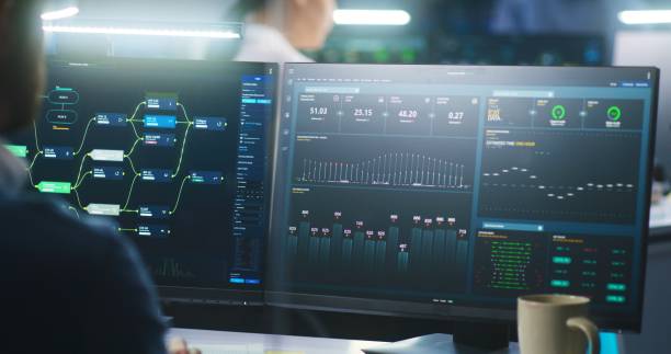 istock Female software engineer works in modern monitoring control room 1532348038