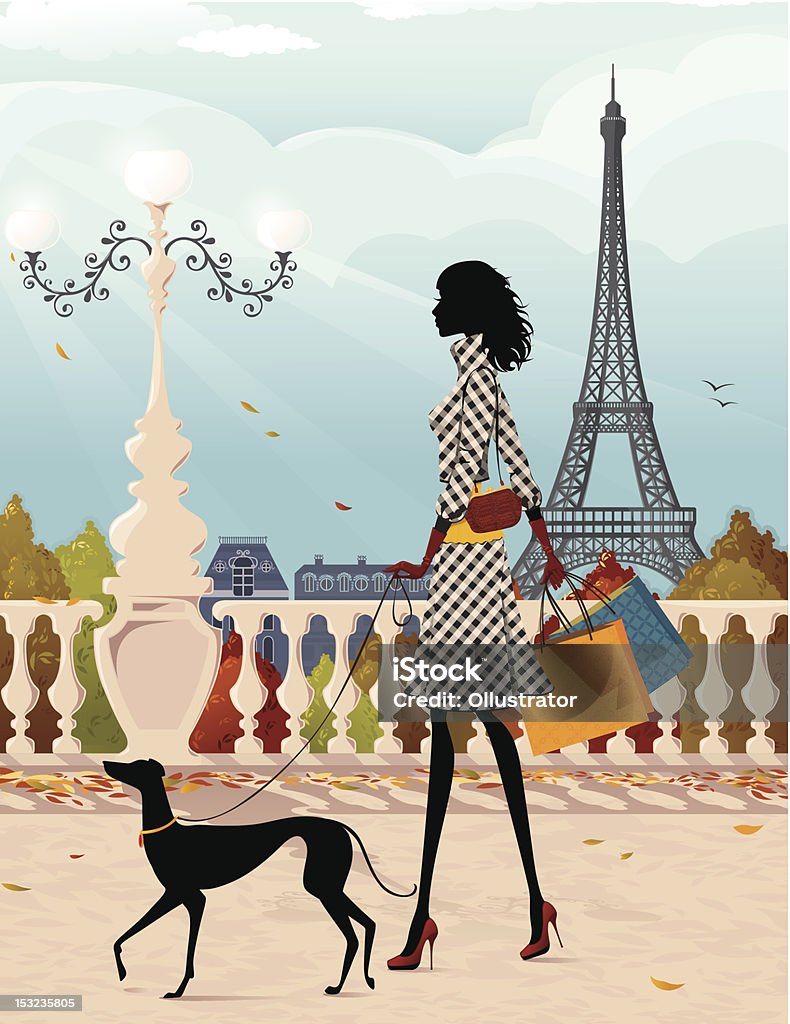 ショッピングのパリ（秋） - パリのロイヤリティフリーベクトルアート