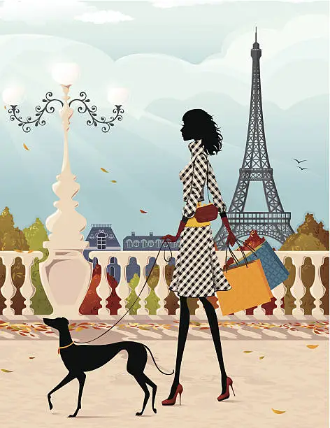 Vector illustration of Shopping in Paris (autumn)