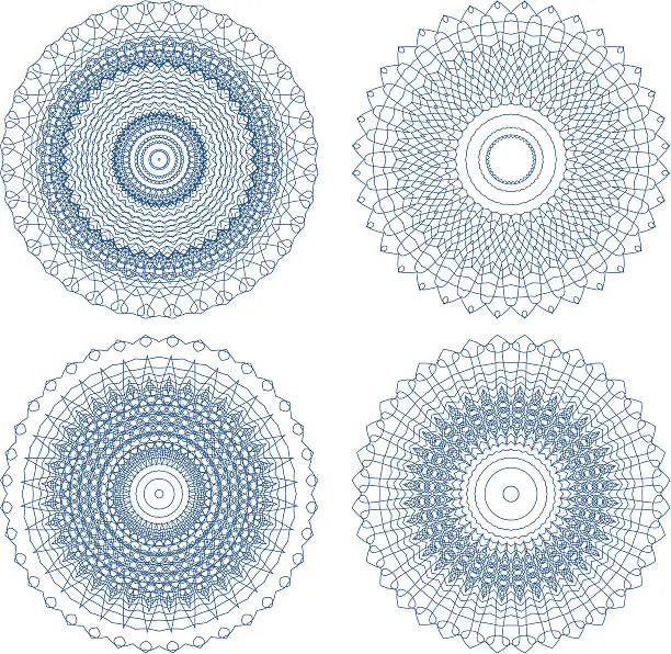 Vector illustration of Set of vector ornament rosettes