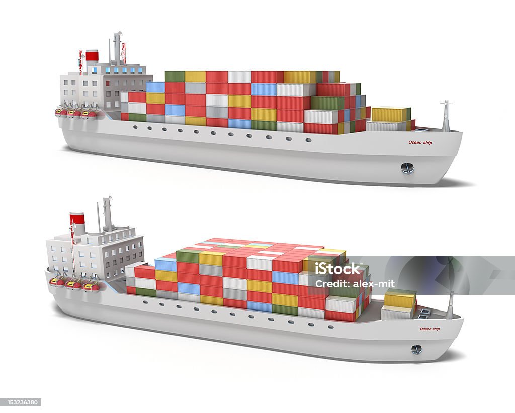 Statek na biały Cargo - Zbiór zdjęć royalty-free (Trójwymiarowy)