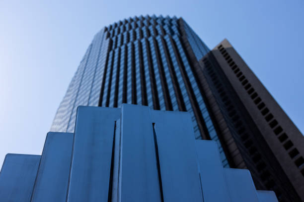 High quality abstract stock photos of downtown San Francisco's financial district buildings and high rises with repeating patterns and shapes in reflective glass and steel along Market Street.
