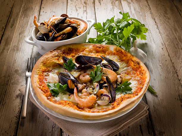 pizza with sea fruits
