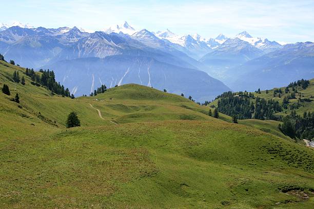 Crans-Montana area, Switzerland Location: Crans-Montana area, canton of Valais, Switzerland crans montana stock pictures, royalty-free photos & images