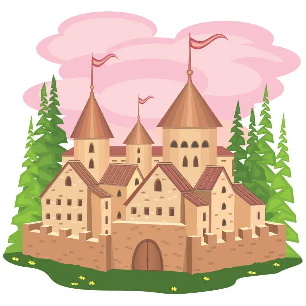 Vector illustration of Cartoon medieval castle