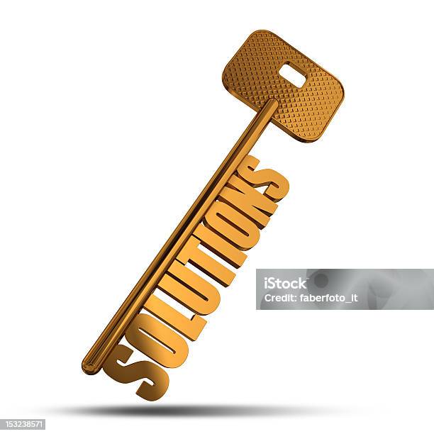 Solutions Gold Key Stock Photo - Download Image Now - Gold - Metal, Gold Colored, Illustration