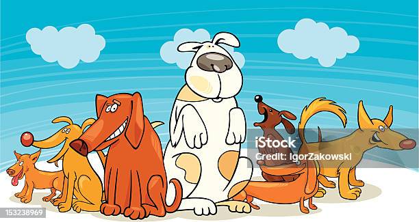 Grupo De Cães Engraçados - Arte vetorial de stock e mais imagens de Amizade - Amizade, Animal, Animal de Estimação