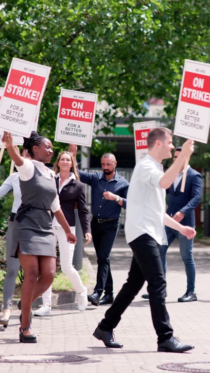 Workers Strike Demonstration In City. Labor Union March