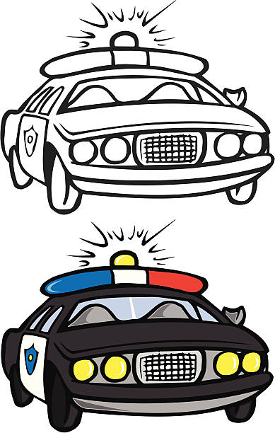 Samochód policyjny Kolorowanka – artystyczna grafika wektorowa