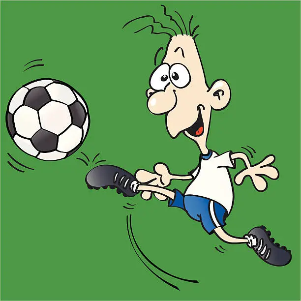 Vector illustration of Cartoon soccer player kicking ball