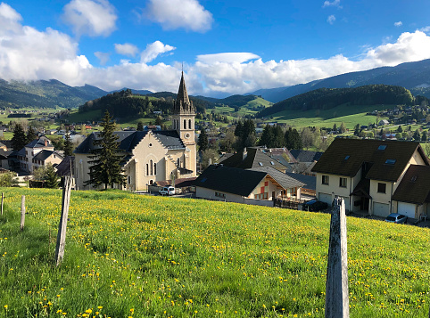 Courtyard Of St. Florin Cathedral In Vaduz, Liechtenstein