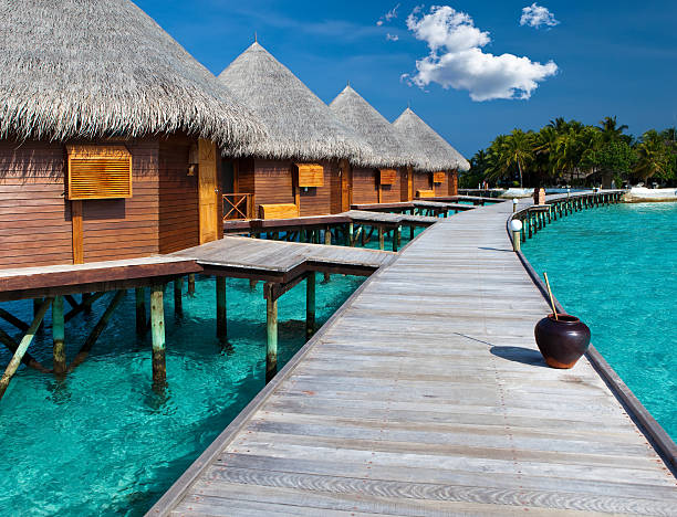 istock Maldives. A wooden road over ocean 153241657