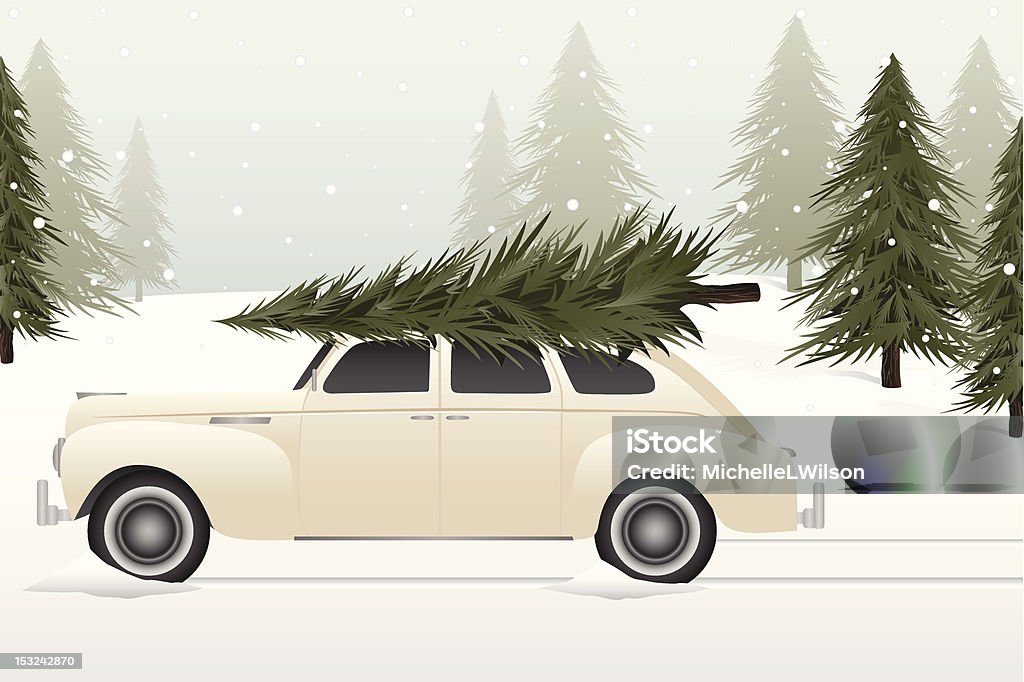 Árvore de Natal Vintage muito - Vetor de Carro royalty-free