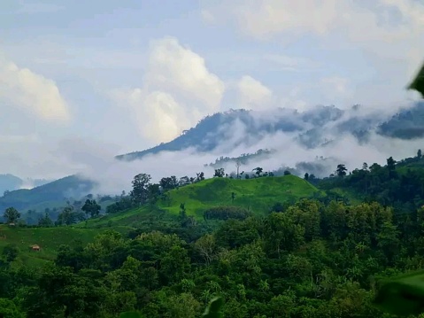 This photo ha a beoutyful hill with clouds.This photo was take in Bandarban, Bangladesh.