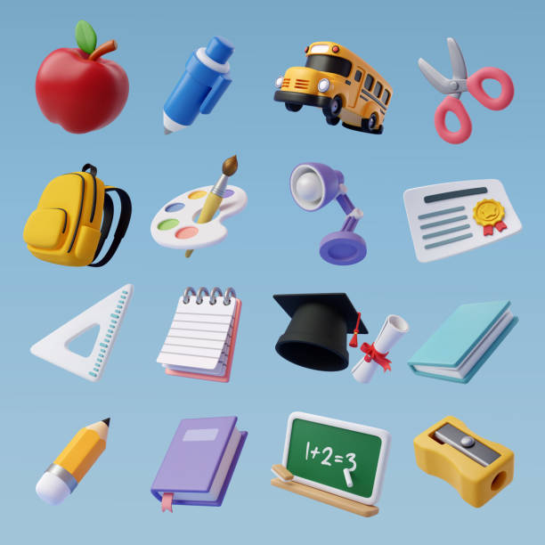 istock Set of education 3d icons, Back to school concept. 1532430453
