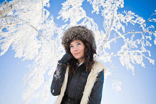 istock Asian girl in a fur hat 153243246