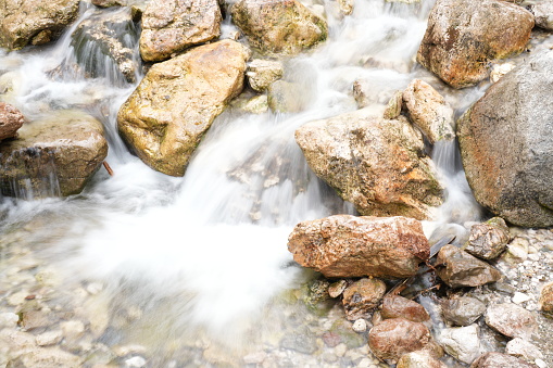 mountain stream with flowing water