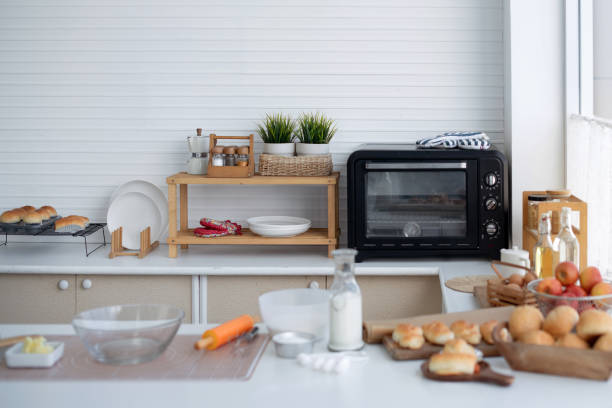 istock Bread and bakery ingredients placed on white table to prepare bread in home kitchen 1532514706